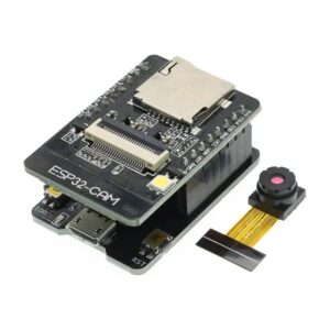 Tarjeta de desarrollo ESP32-CAM con módulo WiFi, Bluetooth y cámara integrada para proyectos de IoT y visión artificial.
