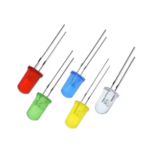 Diodos LED de 5mm de alta luminosidad, ideales para proyectos de electrónica, señalización y decoración.