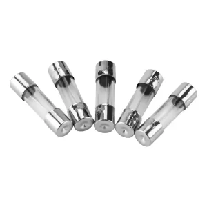Fusibles de vidrio rápidos 5x20mm para protección de circuitos electrónicos contra sobrecargas.