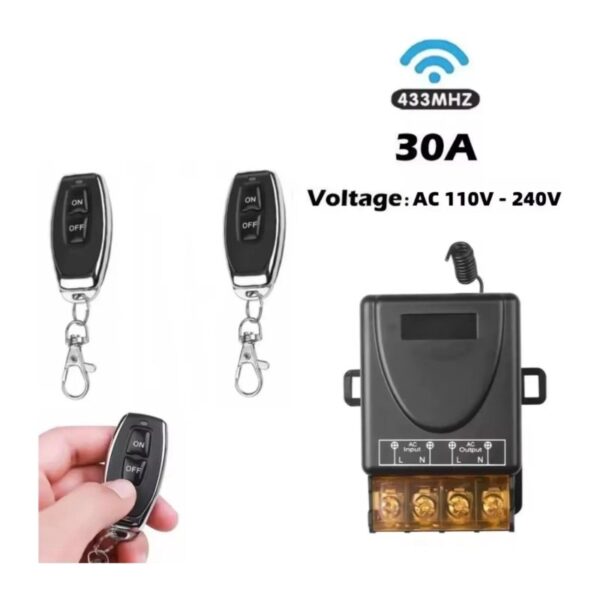 Relé Inalámbrico 220V AC 30A 433Mhz + 2 Control Remoto - Imagen 2