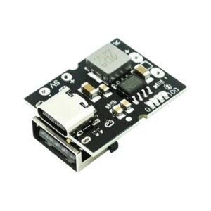 Módulo cargador batería de litio USB tipo C 5V 2A con protección y descarga simultánea para celdas 18650 y proyectos electrónicos.